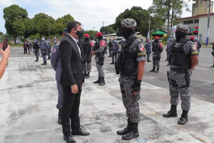 Governador Wilson ima e Policia Militar de Manaus | Foto: Diego Peres