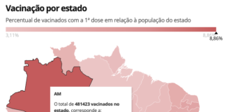 Mapa da Vacinação no Brasil contra o Covid-19 | Amazonas | Foto: Reprodução / G1